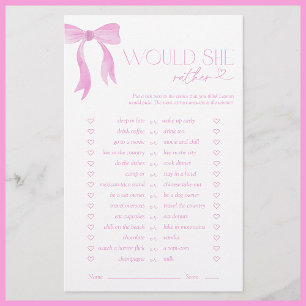 Papier Voudrait-Elle Plutôt Pink Bow Fête des mariées Jeu