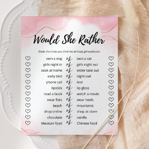 Papier Voudrait-Elle Plutôt Rose Gold Party Game Card