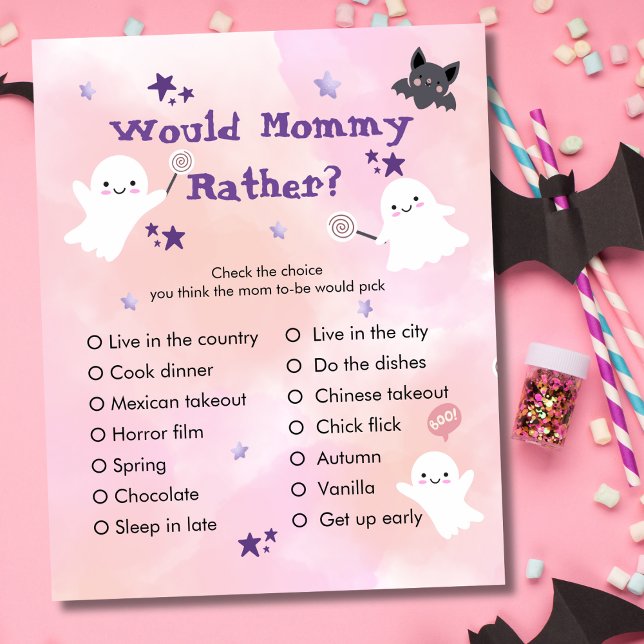 Papier Voudrait Maman Plutôt | Jeu Baby shower Halloween (Créateur téléchargé)