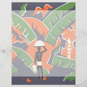 Papier Voyage Art Déco vintage, Amérindien dans la jungle