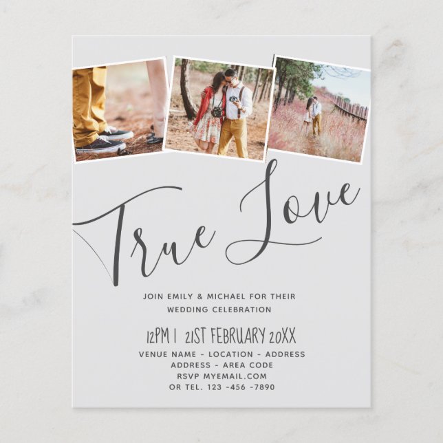 Papier Vrai Amour ENGAGEMENT Partie Invitations Enregistr (Devant)