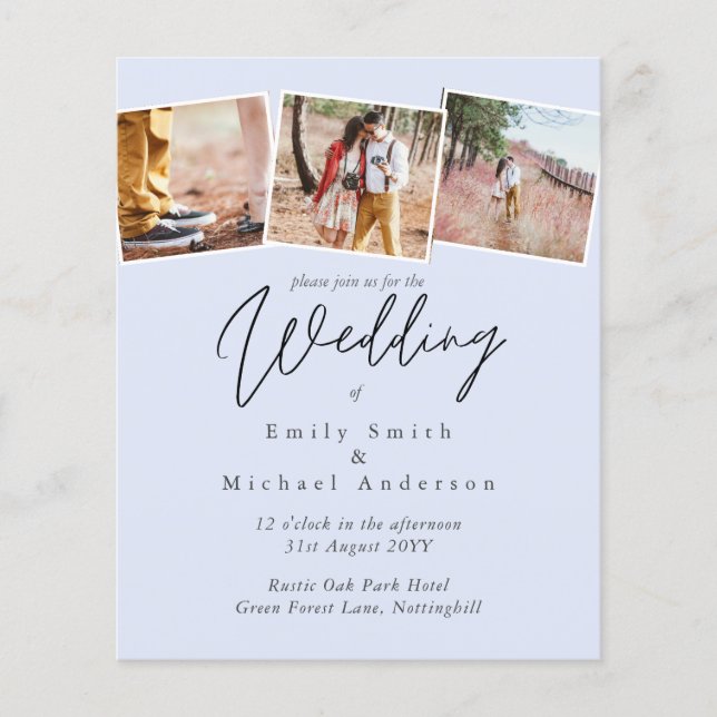 Papier Vrai couleurs PHOTO Collage Mariage Invitations bu (Devant)