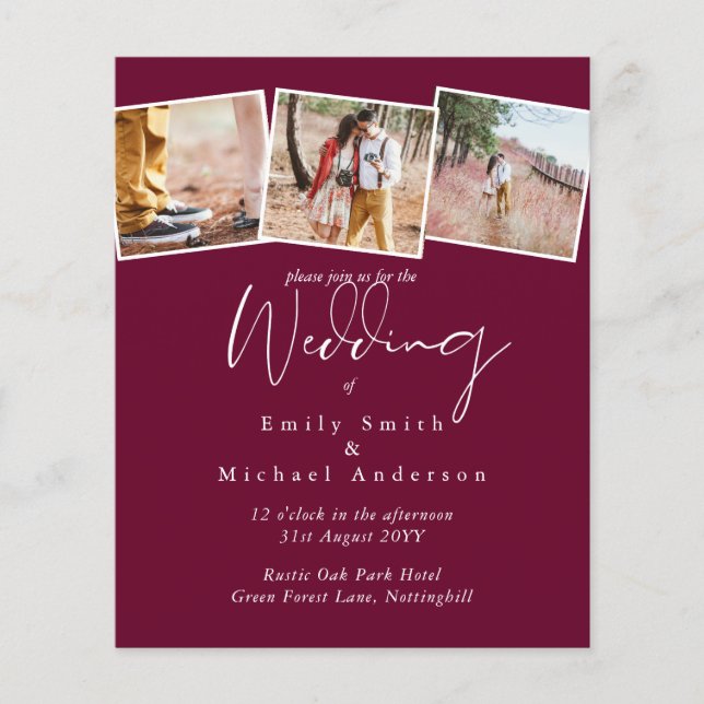 Papier Vrai couleurs PHOTO Collage Mariage Invitations bu (Devant)