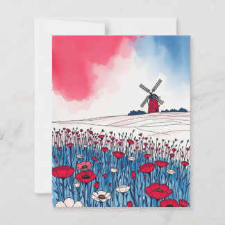 Papier Vue aquarelle du moulin à vent
