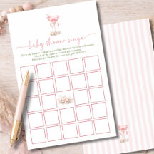Watercolor A Tini One Girl Baby Shower Bingo Game