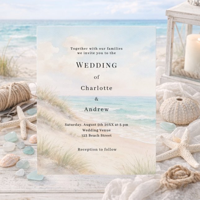Papier Watercolor beach sand dunes wedding invitation (Créateur téléchargé)