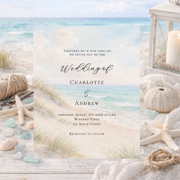 Papier Watercolor beach sand dunes wedding invitation