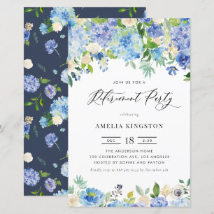 Papier Watercolor Blue Hydrangea Retraite Invitation
