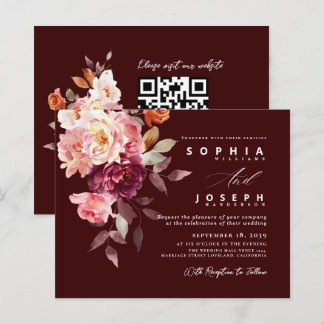 Papier watercolor Burgundy Bouquet Floral Wedding