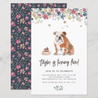 Watercolor English Bulldog Invitation d'anniversai