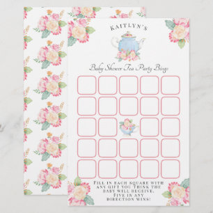 Papier Watercolor Floral Tea Party   Bingo Baby shower