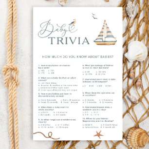Papier Watercolor Nautical Sailboat Baby Trivia Jeu
