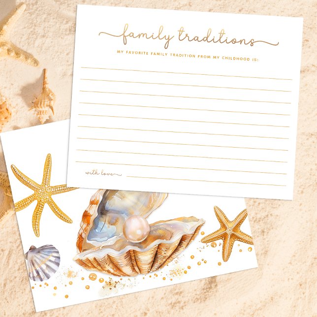 Papier Watercolor Ocean Little Pearl Activité Baby shower (Family Traditions Baby Shower Activity Card)
