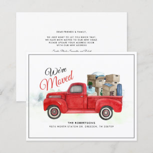 Papier Watercolor Truck Moving New Address Faire-part