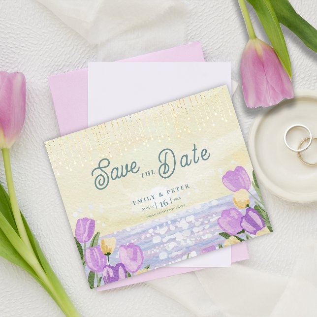 Papier Watercolor Tulip Seaside Pastel Spring Wedding (Watercolor Tulip Seaside Pastel Spring Wedding)