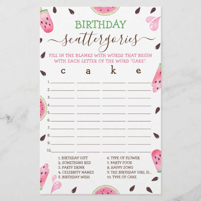 Papier Watermelon One Dans Un Melon Anniversaire Scatterg (Devant)
