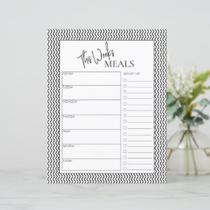 Papier Wavy Minimal Script Texte Planificateur de repas h