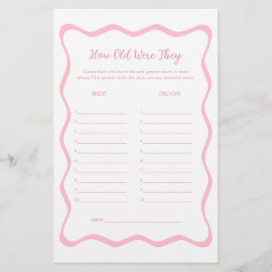 Papier Wavy Pink Fête des mariées suppose le jeu de l'âge