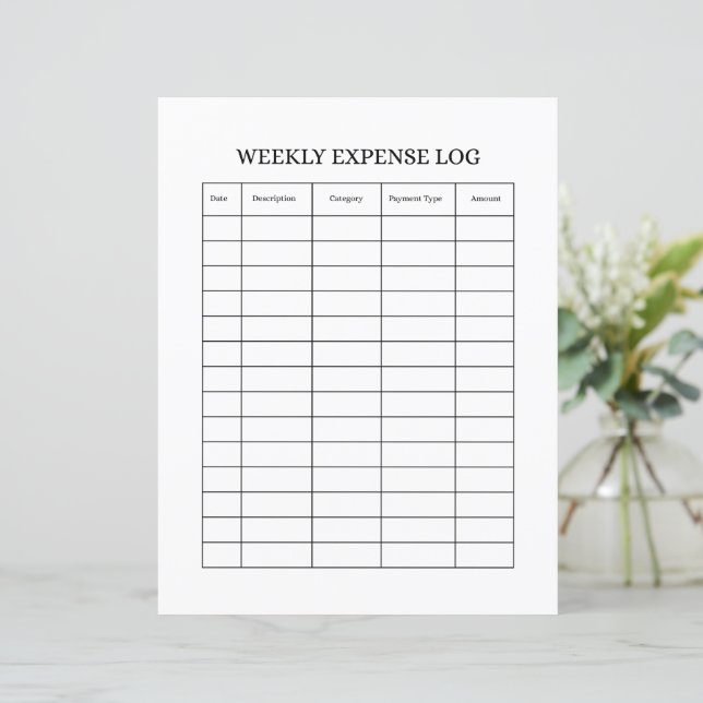 PAPIER WEEKLY EXPENSE LOG (Debout devant)