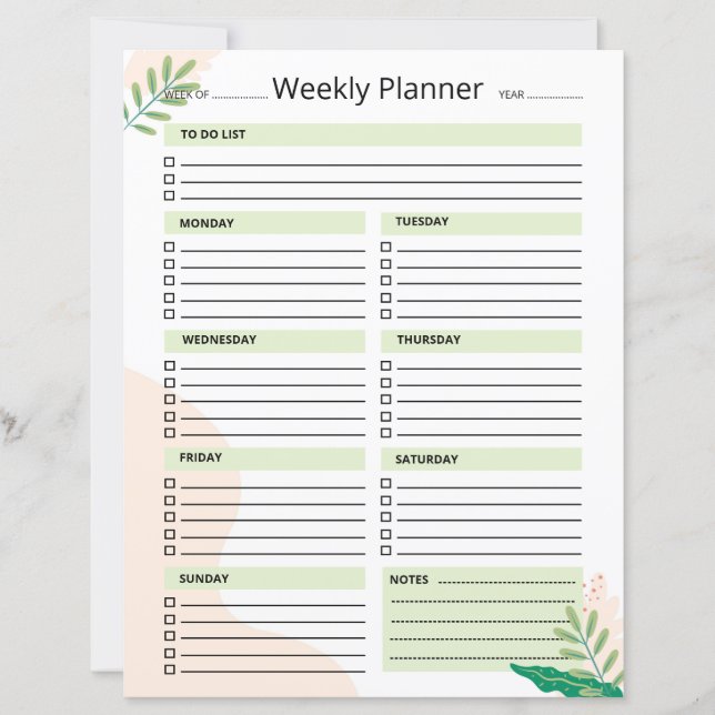 Papier Weekly Planner Template (Devant)