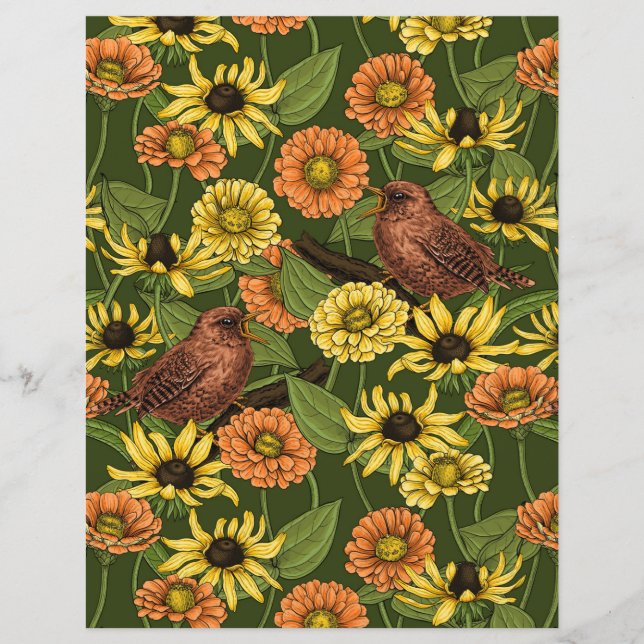 Papier Wens et fleurs sur vert (Devant)