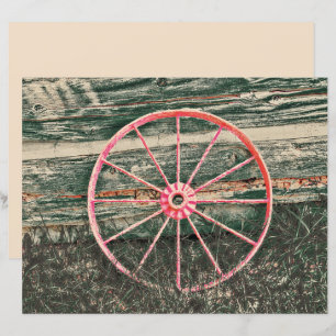 Papier Western Wagon Wheel Rustic Red Country Vintage