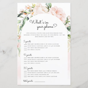 Papier What’s In Your Phone Blush Girl Baby shower Jeu