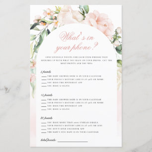 Papier What’s In Your Phone Blush Girl Baby shower Jeu