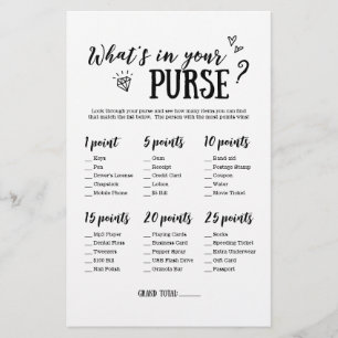 Papier What's In Your Purse Game for Fête des mariées