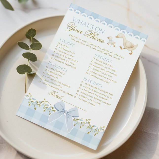 Papier Whats on your Phone Silly Goose Blue Baby shower (Créateur téléchargé)