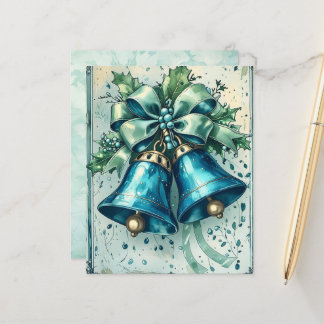 Papier Whimsical Blue Christmas Bells Scrapbook Paper