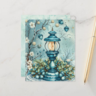 Papier Whimsical Blue Christmas Lamp Scrapbook Paper