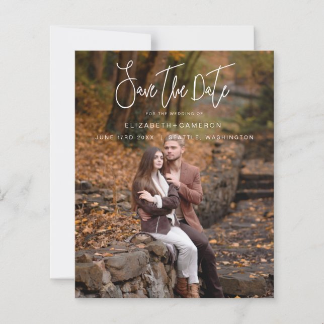 Papier Whimsical Calligraphy Wedding Photo Engagement (Devant)