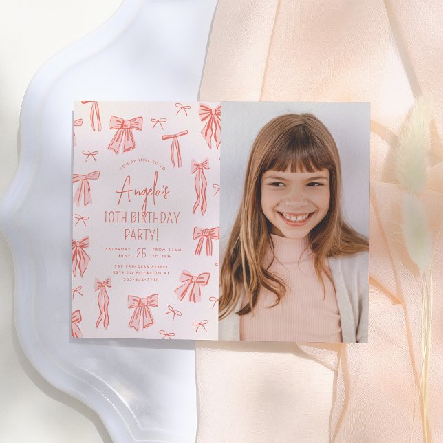 Papier Whimsical Rose Bow Girl Photo Budget Anniversaire (Créateur téléchargé)