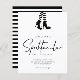 Papier Whimsy Halloween Party Black and White Invitation