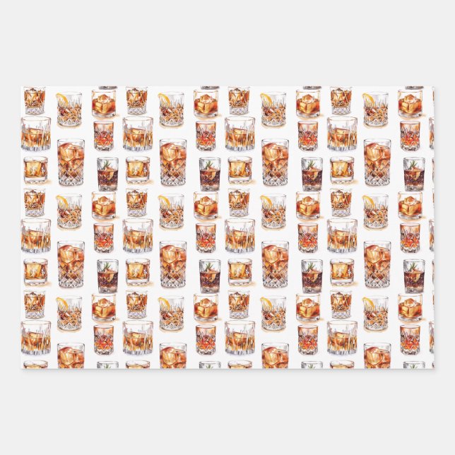 Papier Whiskey Wrapping - Papier cadeau Cocktail (Devant)