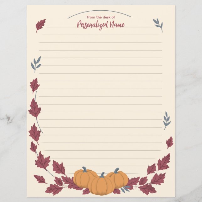Papier Whispers Of Fall Lined Paper Sheet (Devant)