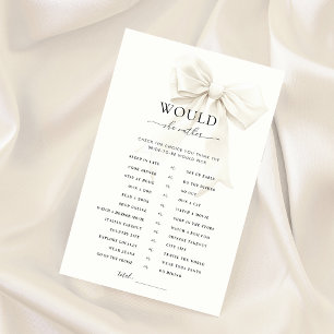 Papier White Bow Fête des mariées Voudrait-Elle Plutôt Jo