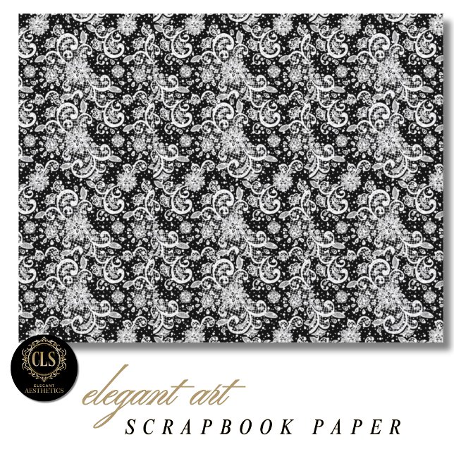 Papier White Lace on Black Scrapbook Paper (White Lace on Black Scrapbook Paper)