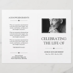 Papier White Minimal Celebration of Life Funeral Program