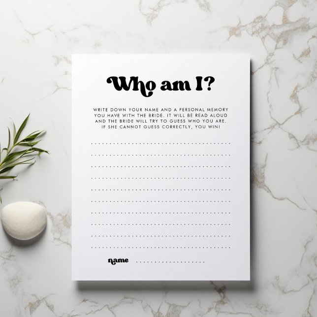 Papier Who am I Bridal Shower Game (Créateur téléchargé)