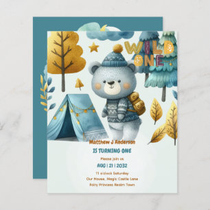 Papier WILD ONE 1er anniversaire Garçons BEAR Camping