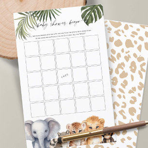 Papier Wild One Baby Boy Shower Bingo Safari Animaux