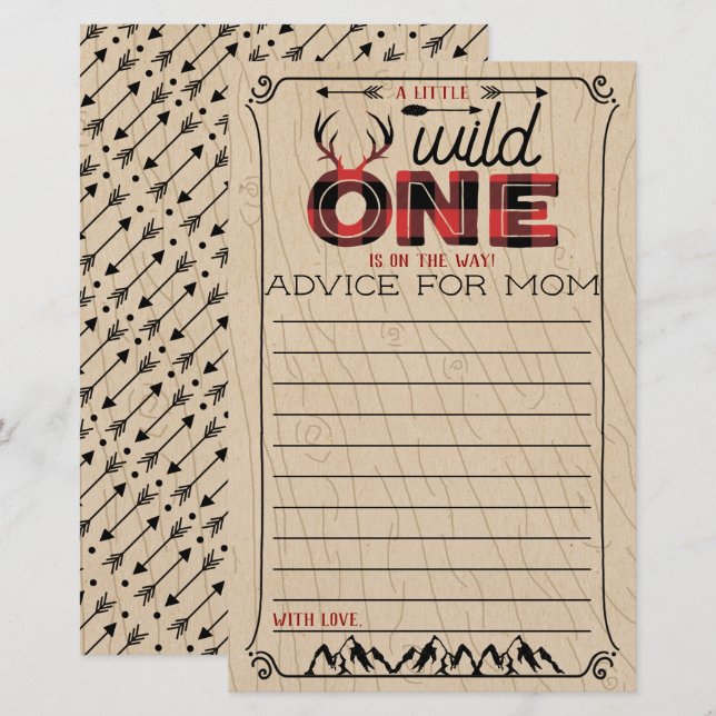 Papier Wild One Boys Rustic Plaid Lumberjack Conseil bébé (Devant / Derrière)