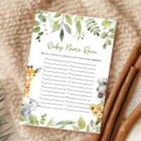 Wild One Safari Baby shower Baby Name Race Jeu