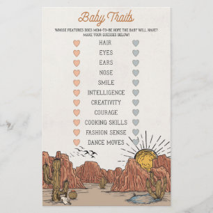 Papier Wild West Rodeo bébé traits baby shower jeu