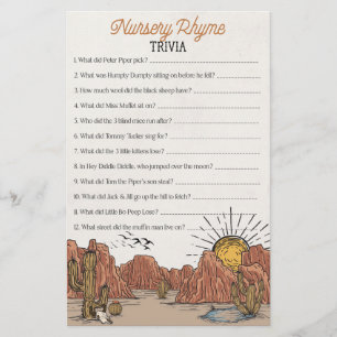 Papier Wild West Rodeo nursery rime trivia baby shower