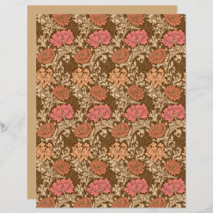 Papier William Morris Chrysanthèmes, Brown et rouille