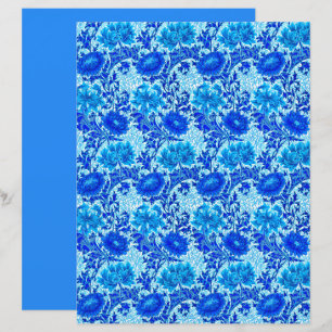 Papier William Morris Chrysanthemums Nuances de Denim Blu