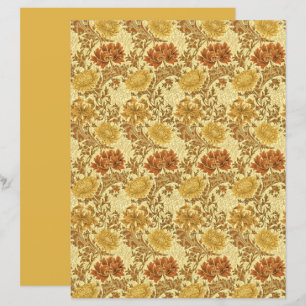 Papier William Morris Chrysanthemums, Or de la moutarde